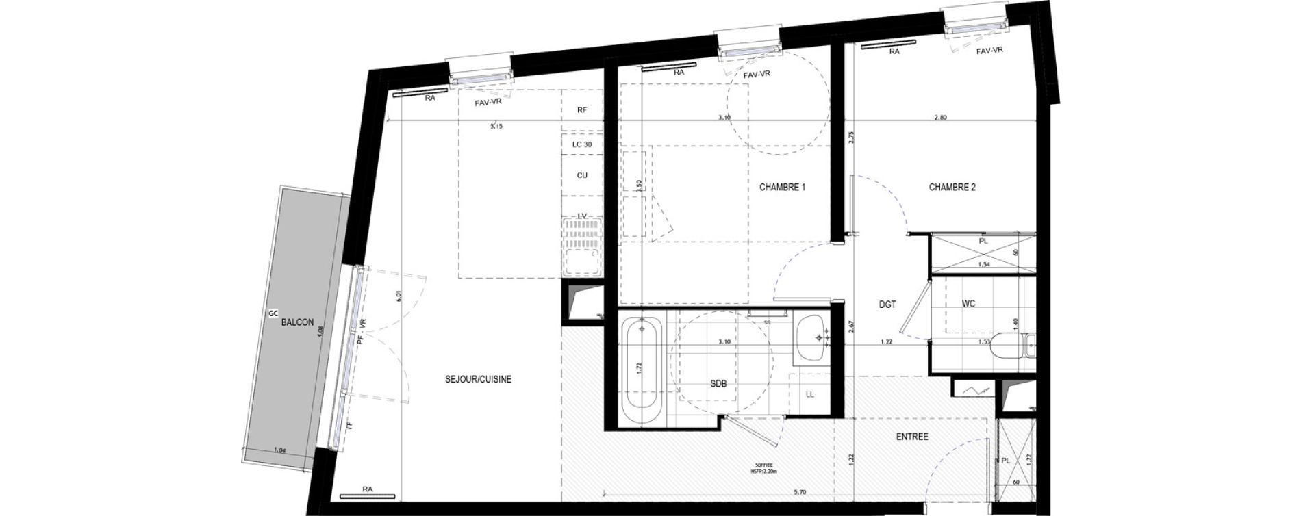 Appartement T3 de 60,07 m2 &agrave; Drancy Le baillet