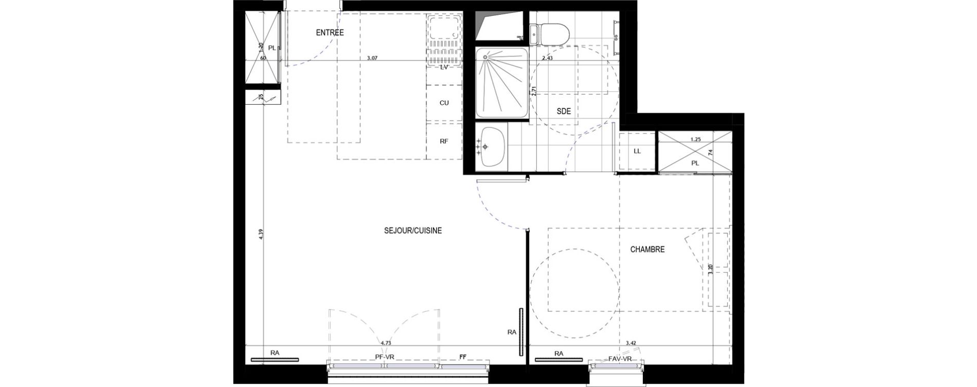 Appartement T2 de 43,32 m2 &agrave; Drancy Le baillet