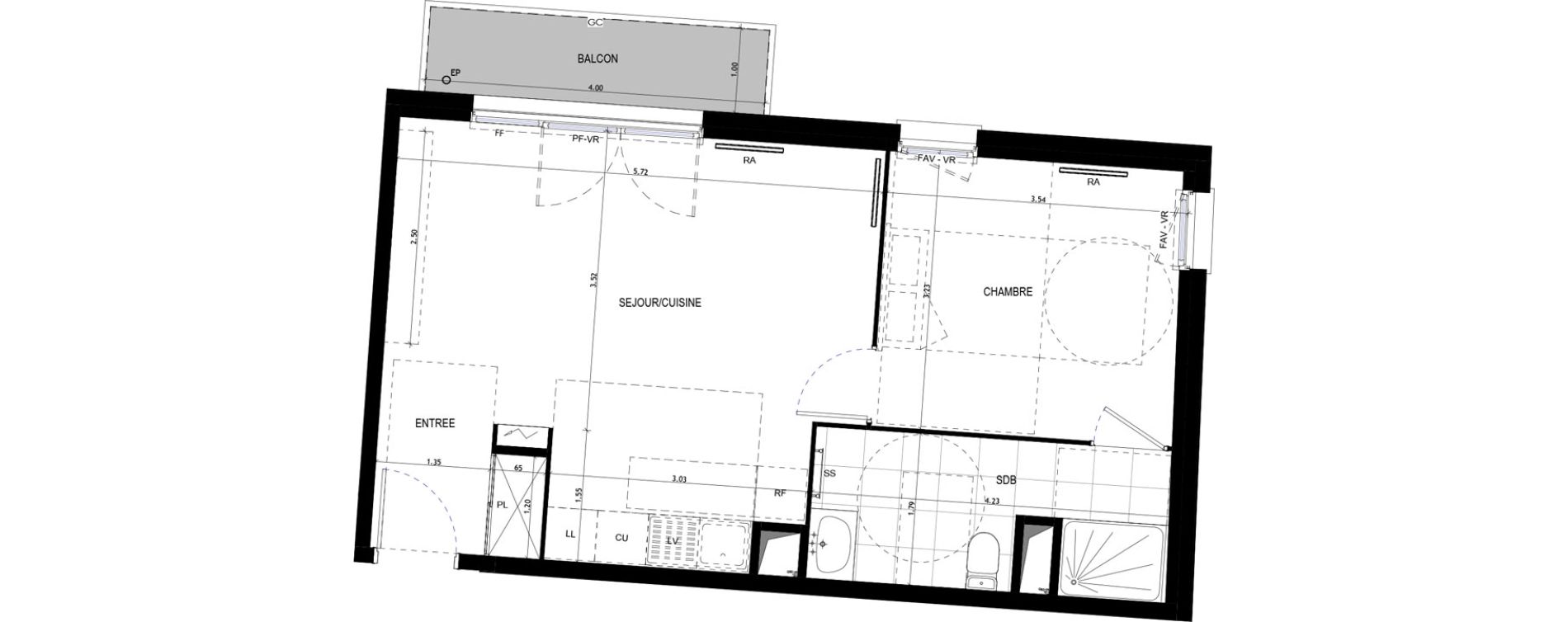 Appartement T2 de 45,42 m2 &agrave; Drancy Le baillet