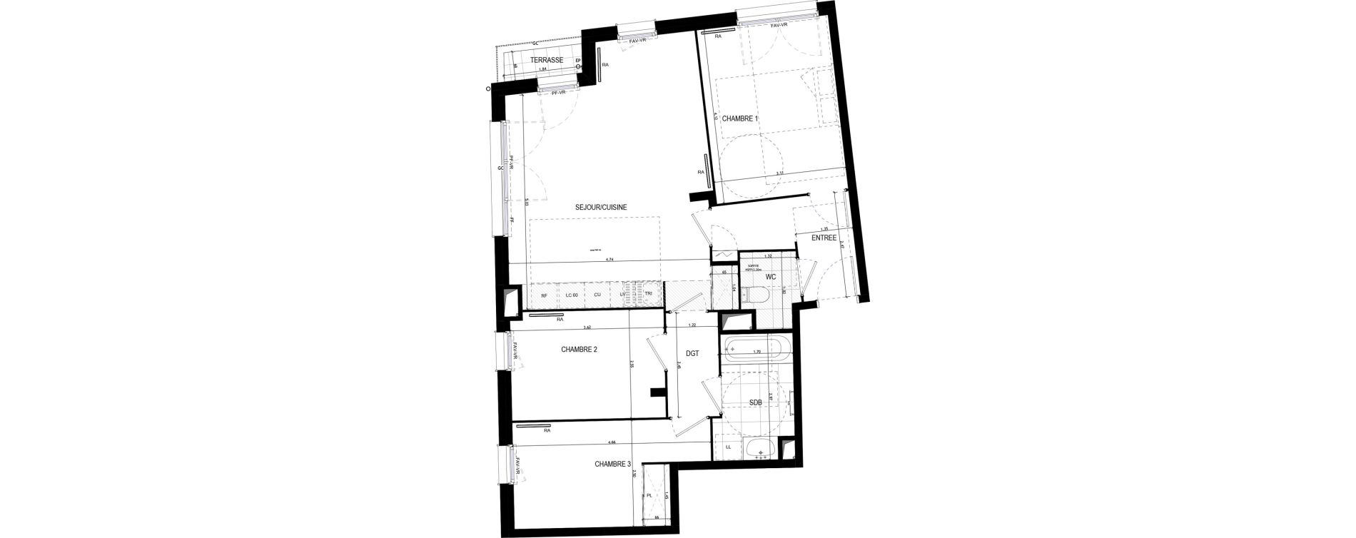 Appartement T4 de 75,70 m2 &agrave; Drancy Le baillet