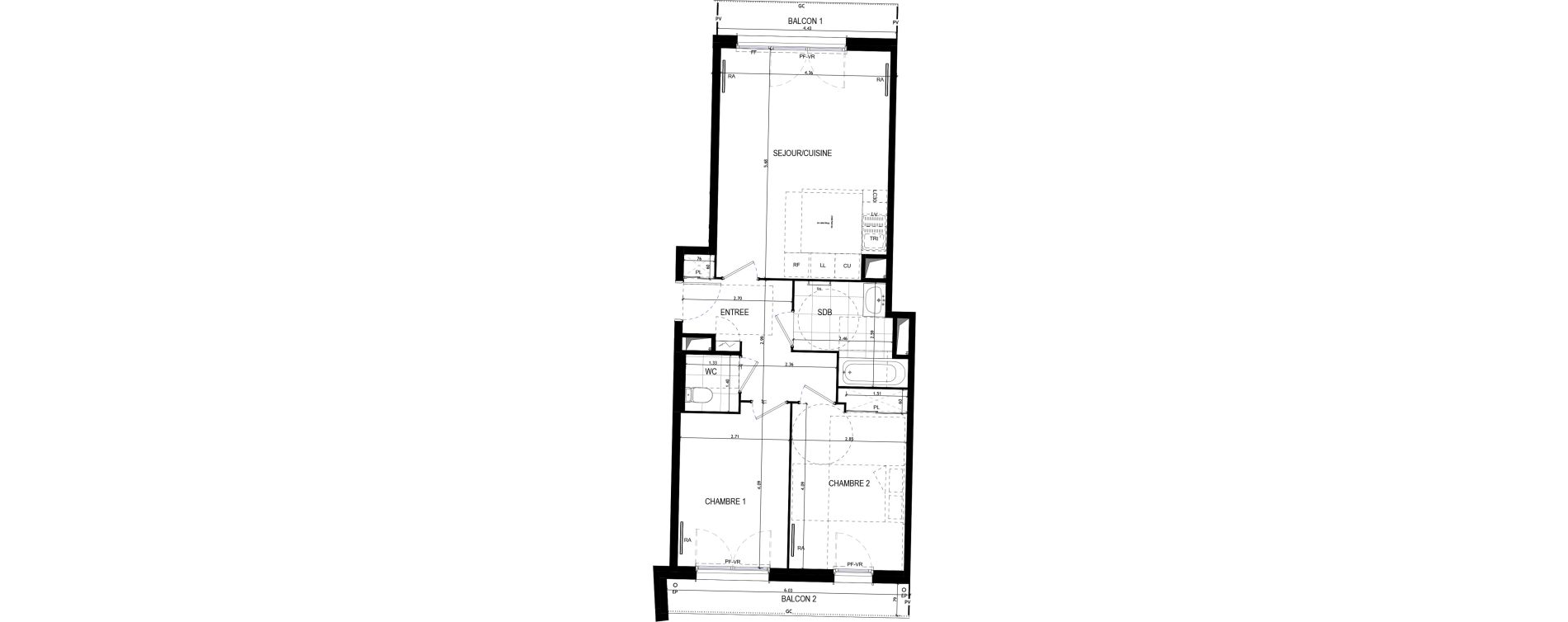 Appartement T3 de 61,41 m2 &agrave; Drancy Le baillet