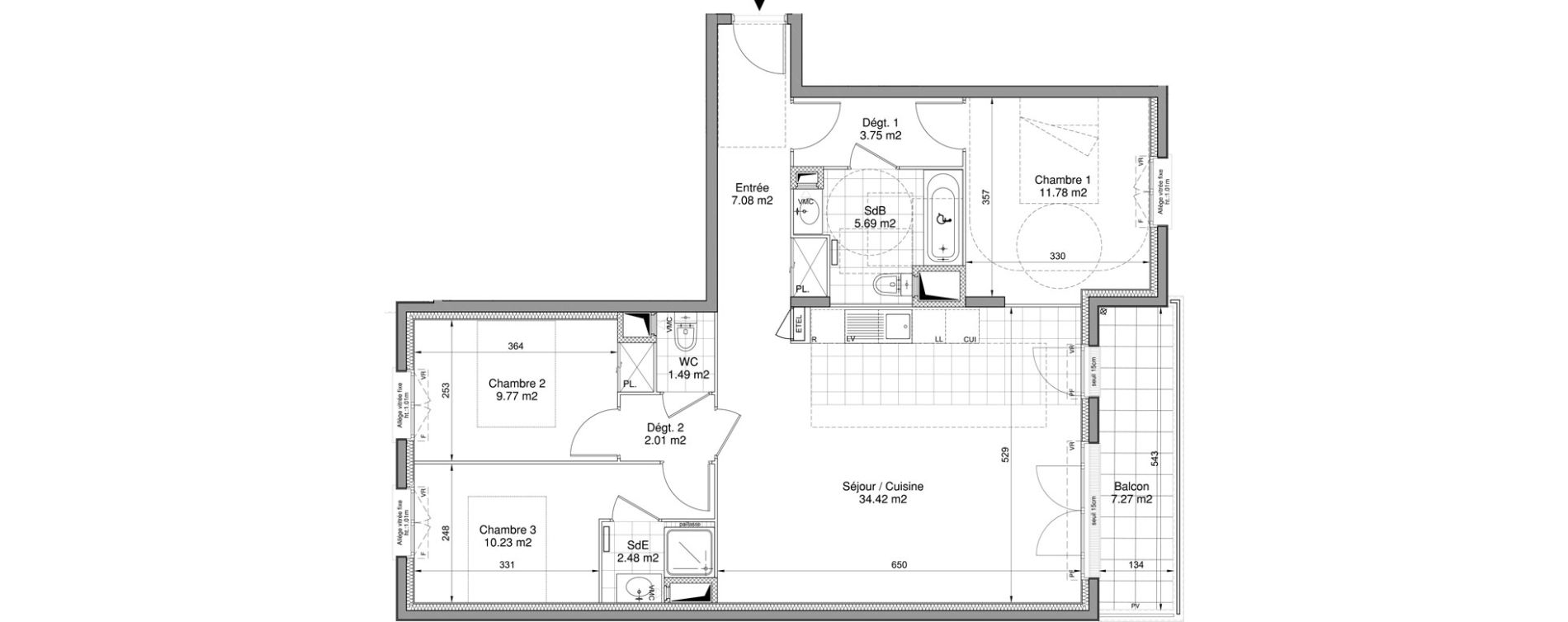 Appartement T4 de 88,70 m2 &agrave; Drancy Centre