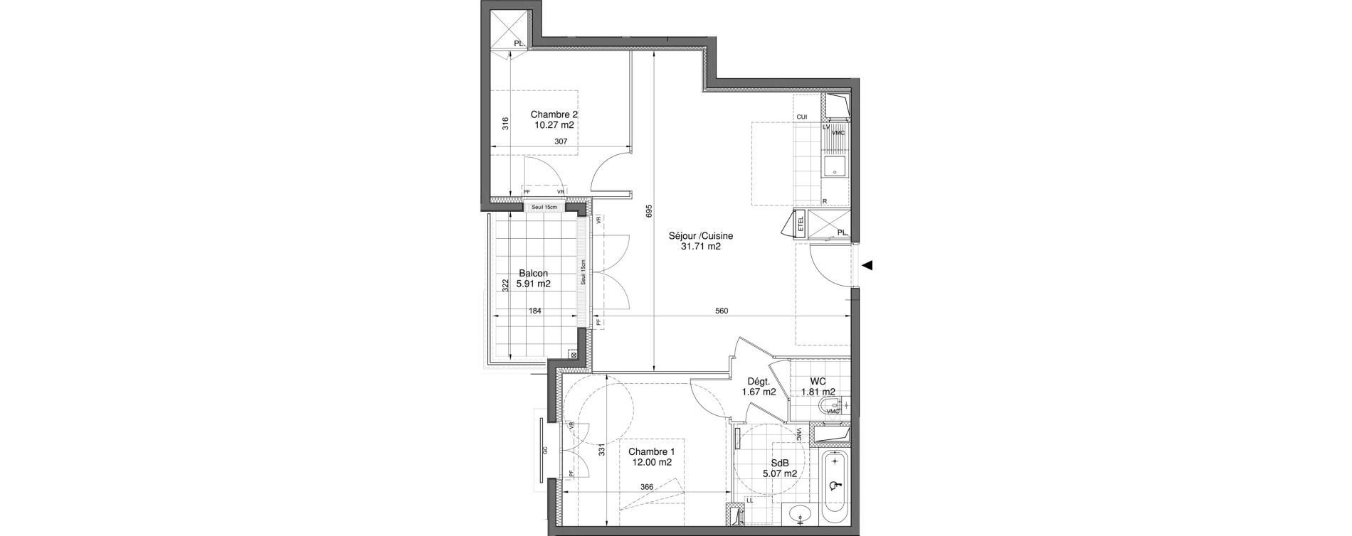 Appartement T3 de 62,53 m2 &agrave; Drancy Centre