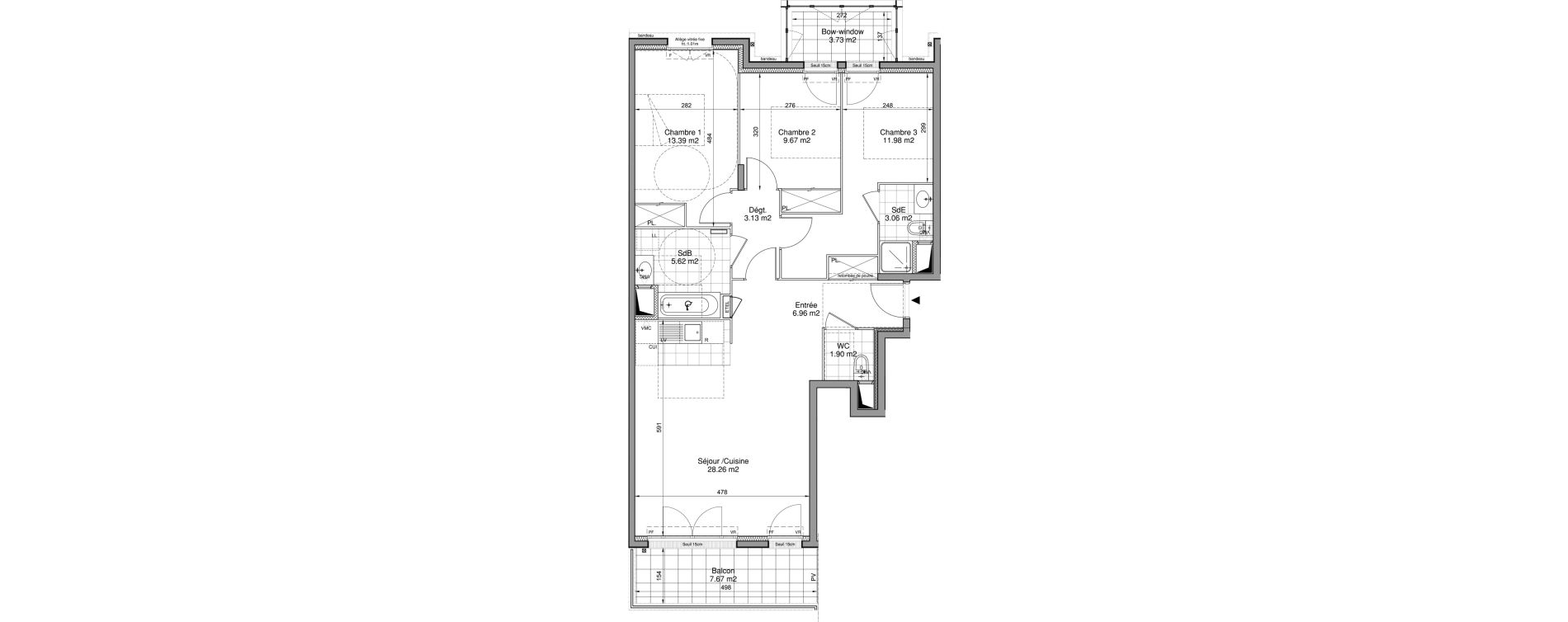 Appartement T4 de 83,97 m2 &agrave; Drancy Centre