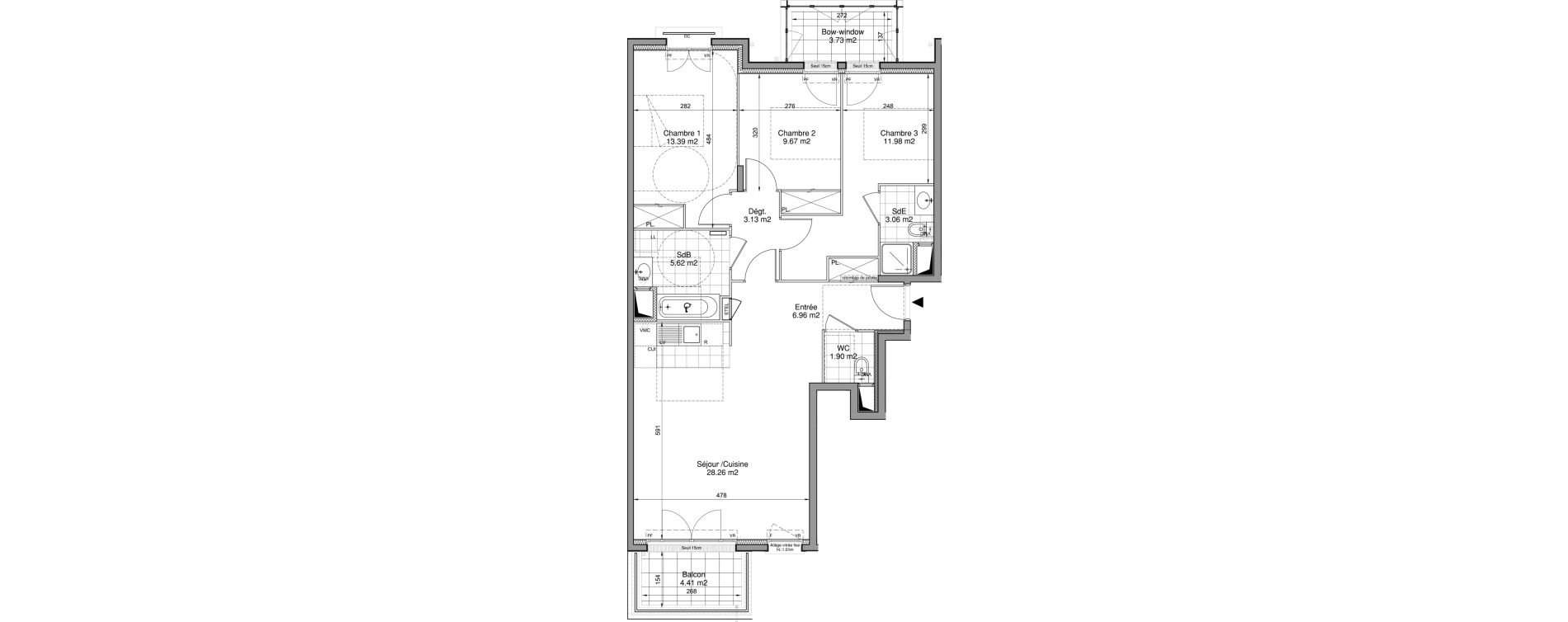 Appartement T4 de 83,97 m2 &agrave; Drancy Centre