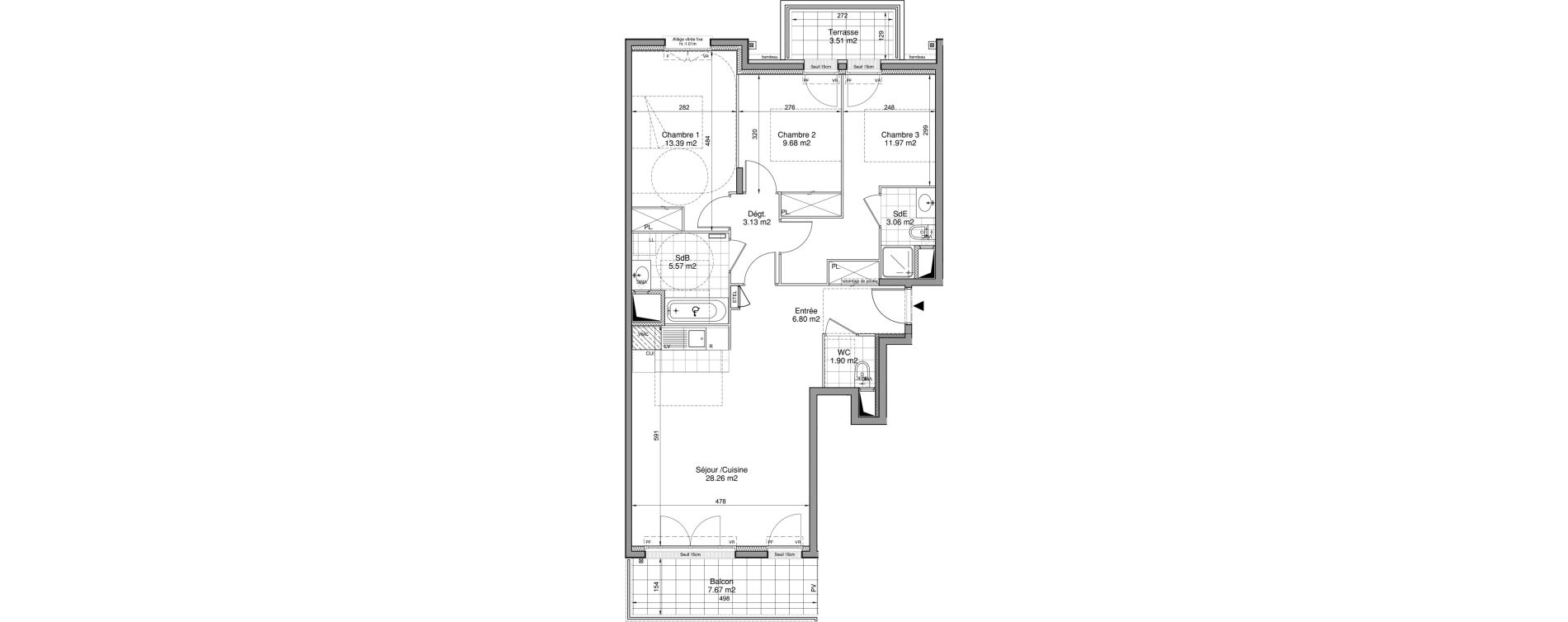 Appartement T4 de 83,76 m2 &agrave; Drancy Centre