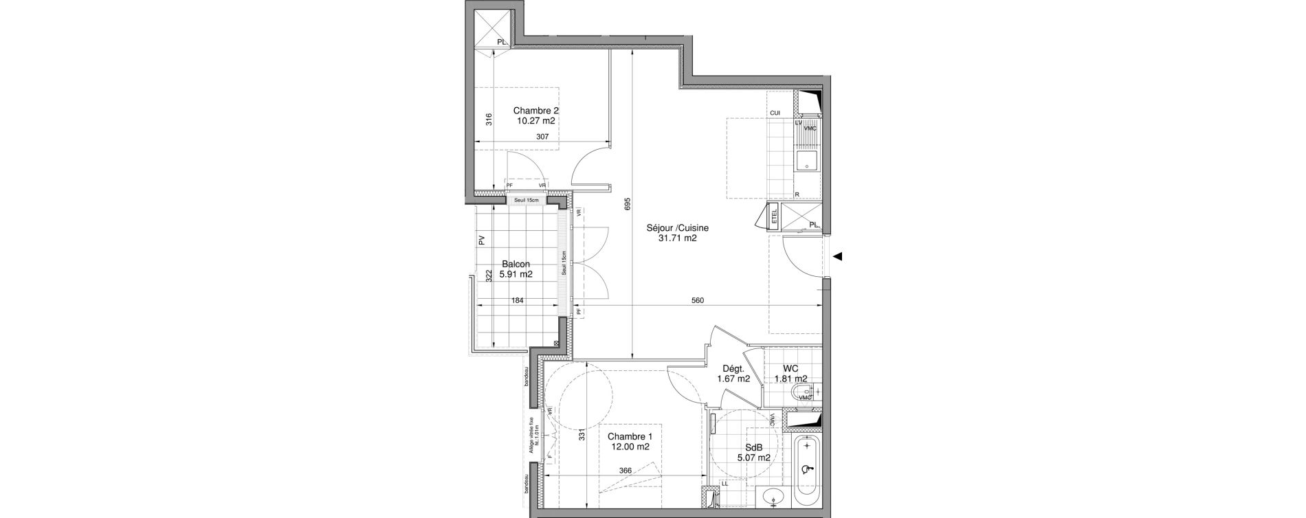 Appartement T3 de 62,53 m2 &agrave; Drancy Centre