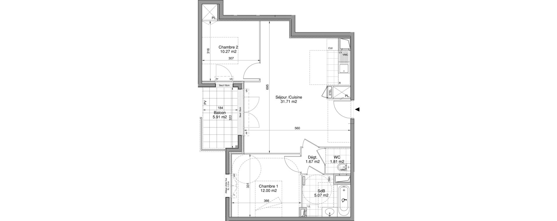 Appartement T3 de 62,53 m2 &agrave; Drancy Centre