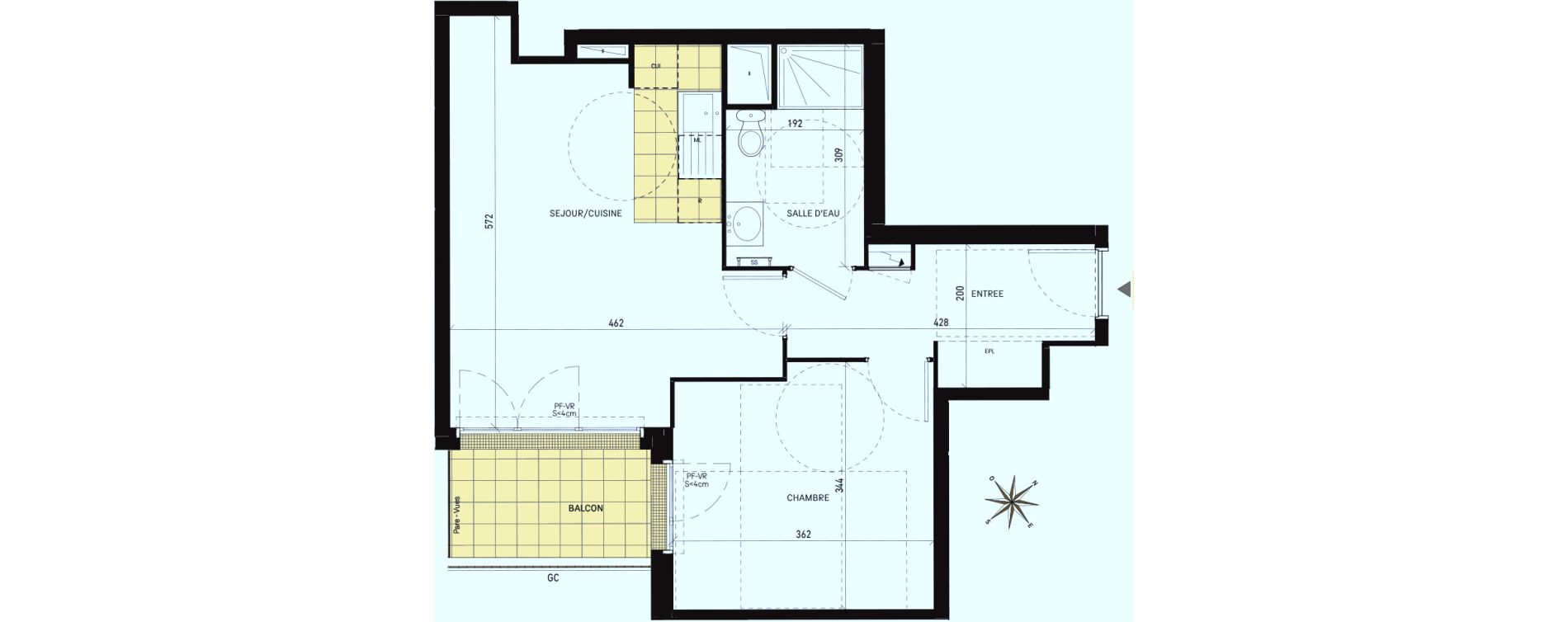 Appartement T2 de 44,34 m2 &agrave; Drancy Les oiseaux