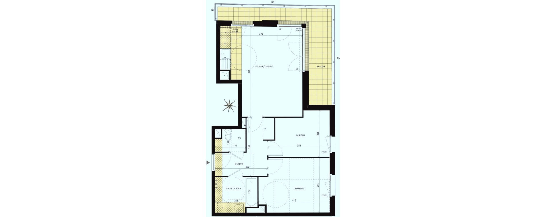 Appartement T2 de 55,46 m2 &agrave; Drancy Les oiseaux