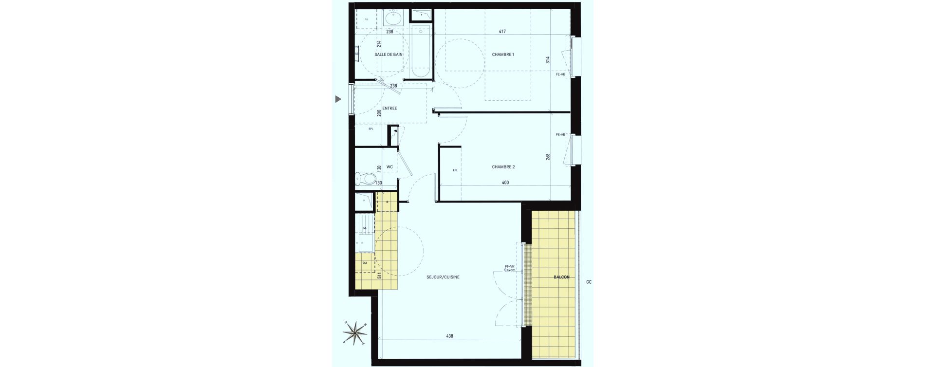Appartement T3 de 59,81 m2 &agrave; Drancy Les oiseaux
