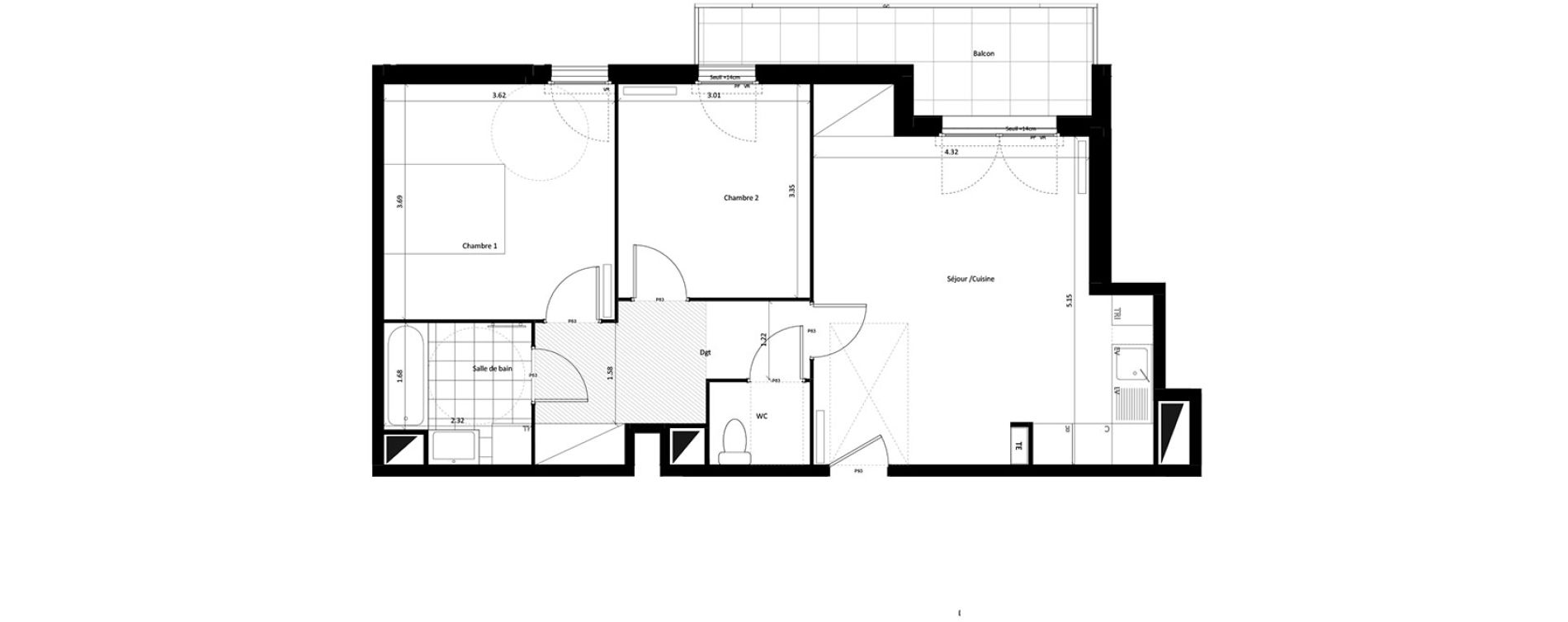 Appartement T3 de 63,80 m2 &agrave; Drancy Centre