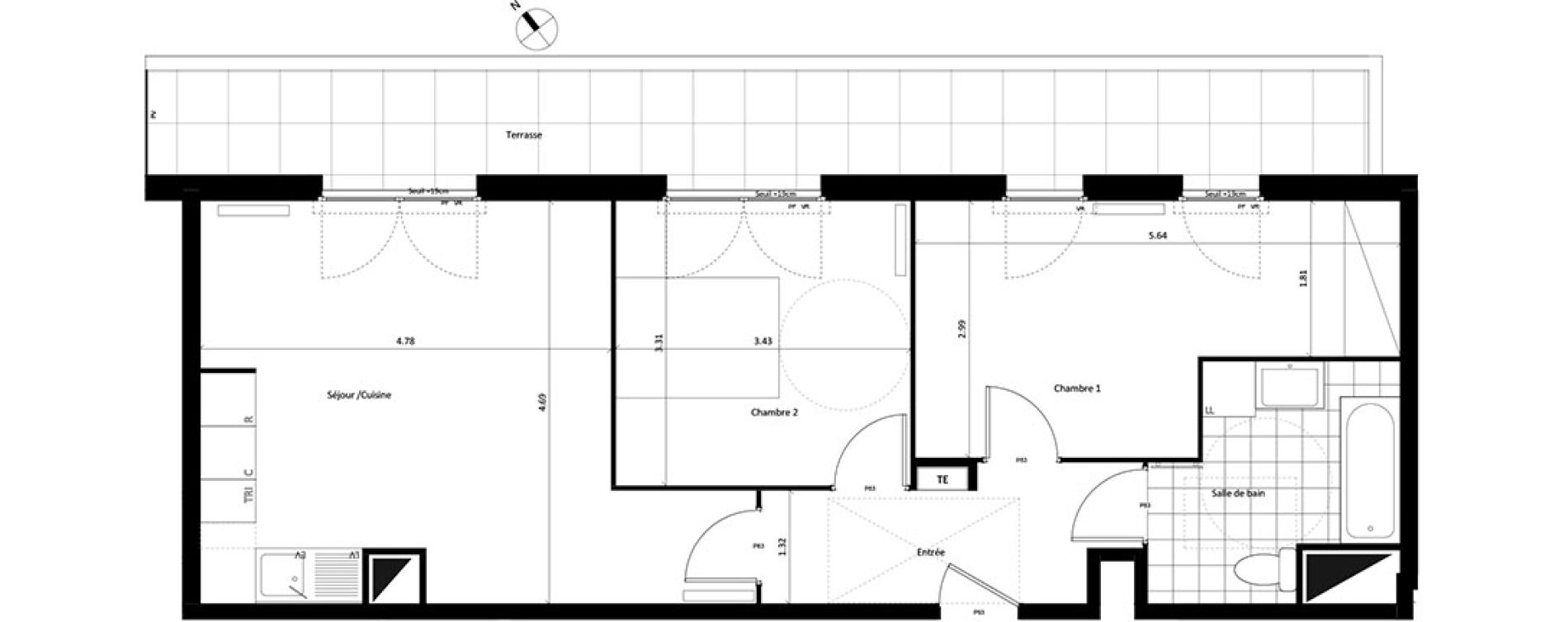 Appartement T3 de 62,57 m2 &agrave; Drancy Centre