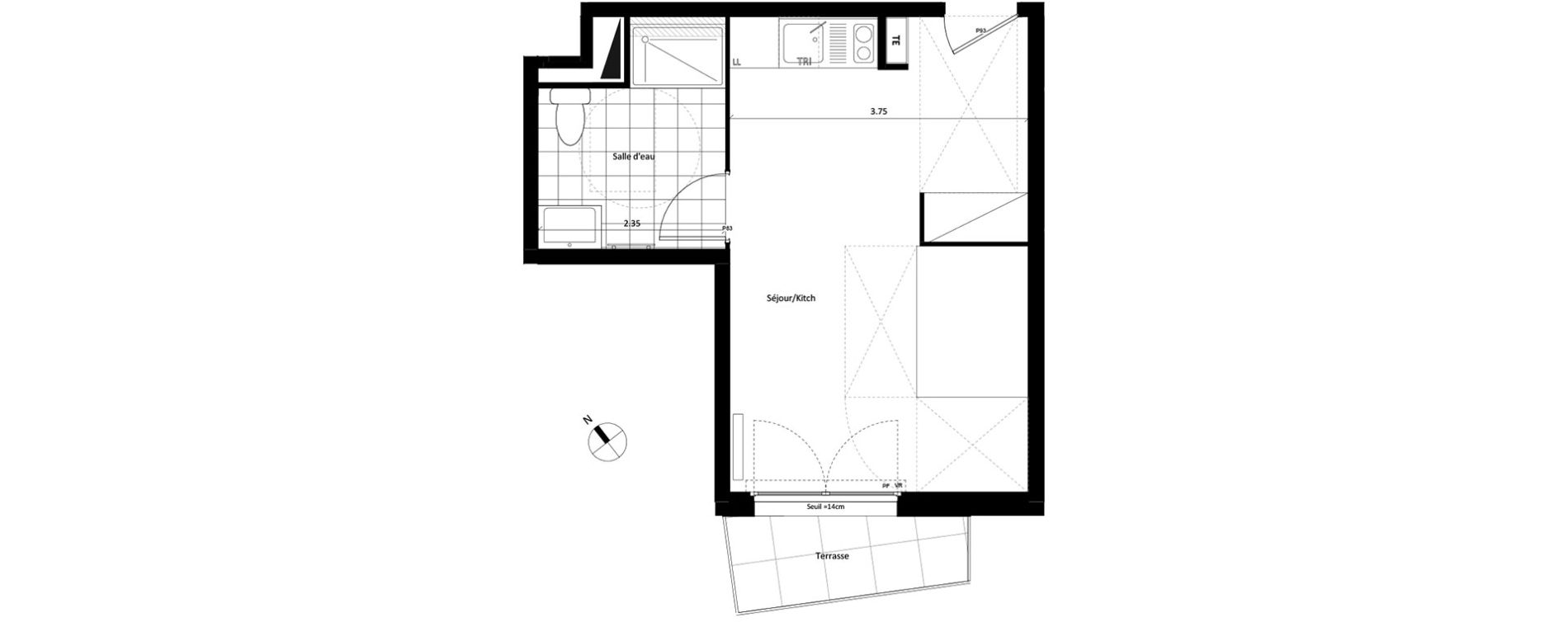 Appartement T1 de 28,05 m2 &agrave; Drancy Centre