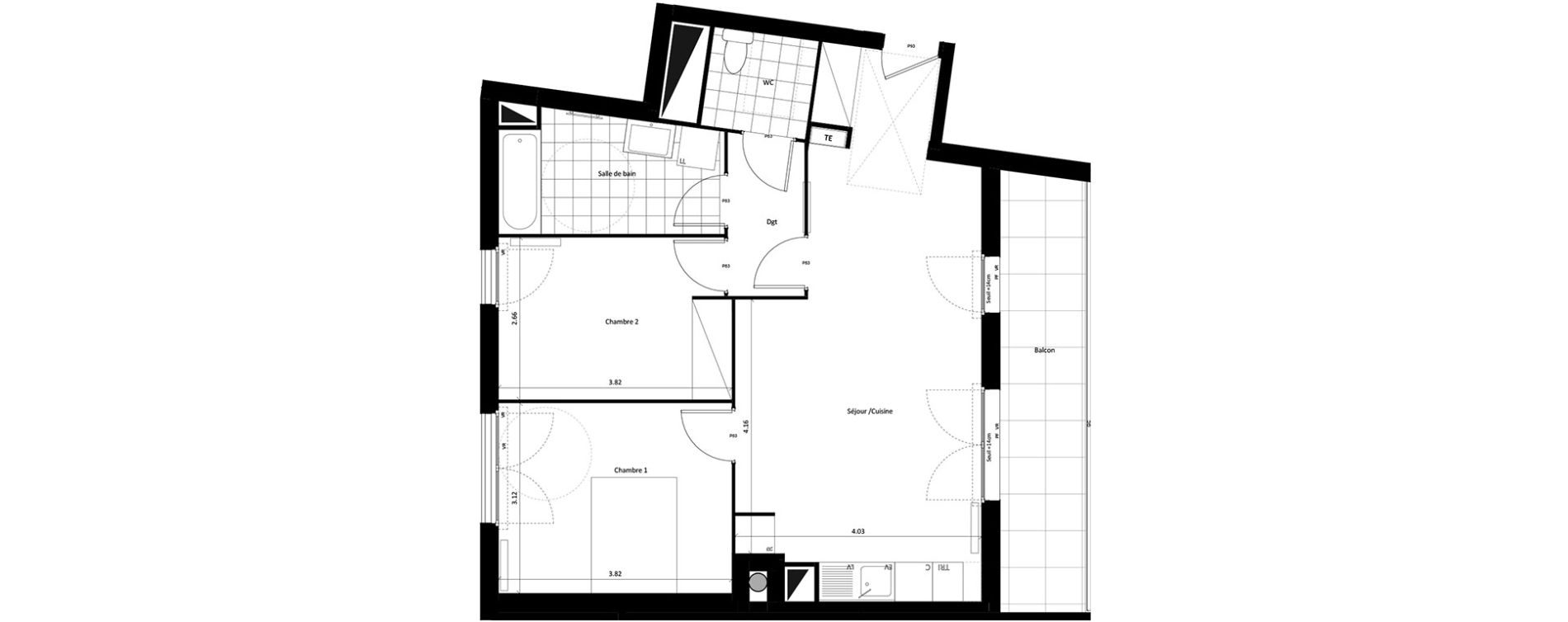 Appartement T3 de 63,75 m2 &agrave; Drancy Centre