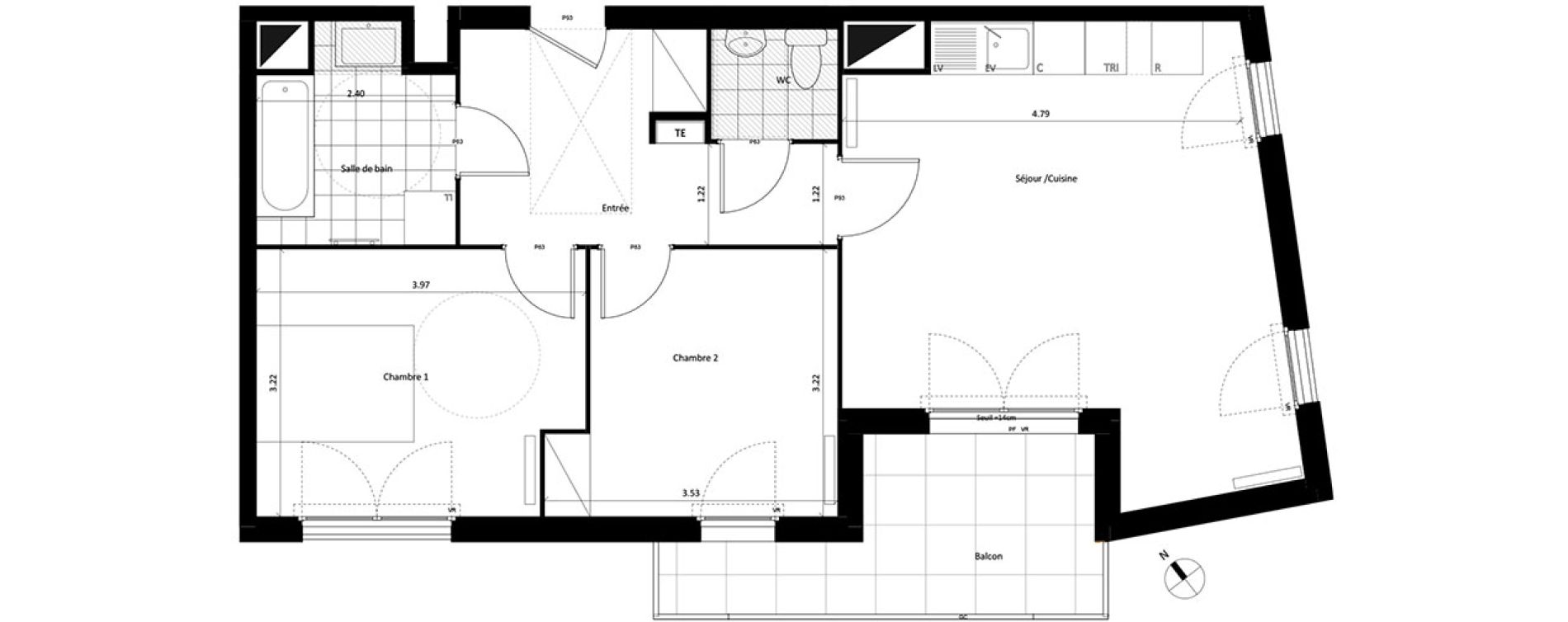 Appartement T3 de 65,07 m2 &agrave; Drancy Centre