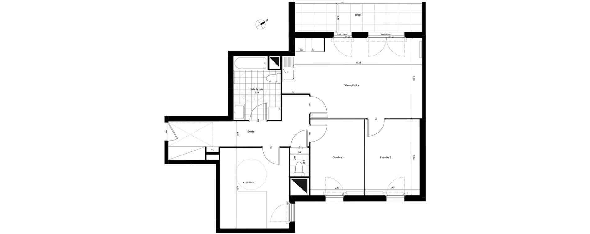 Appartement T4 de 79,13 m2 à Drancy Centre