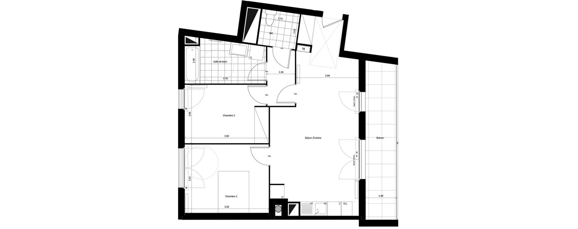 Appartement T3 de 63,71 m2 &agrave; Drancy Centre