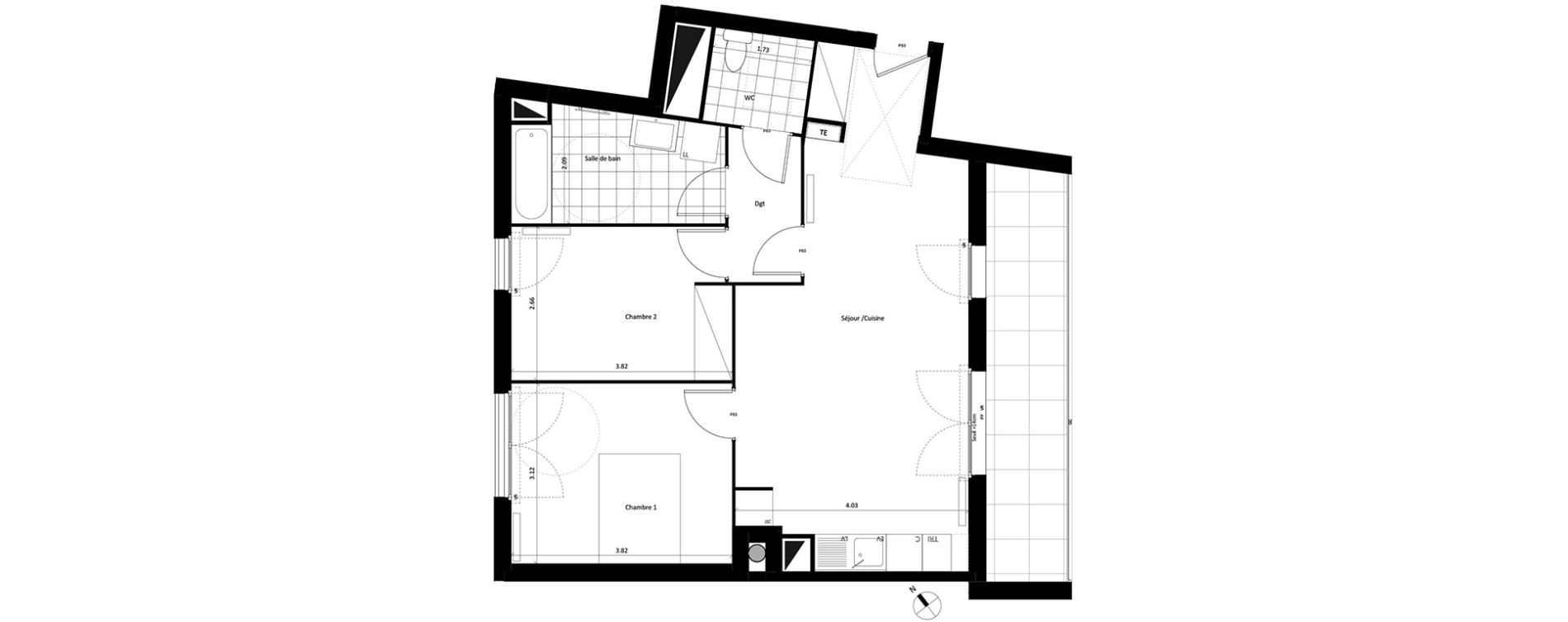 Appartement T3 de 63,75 m2 &agrave; Drancy Centre
