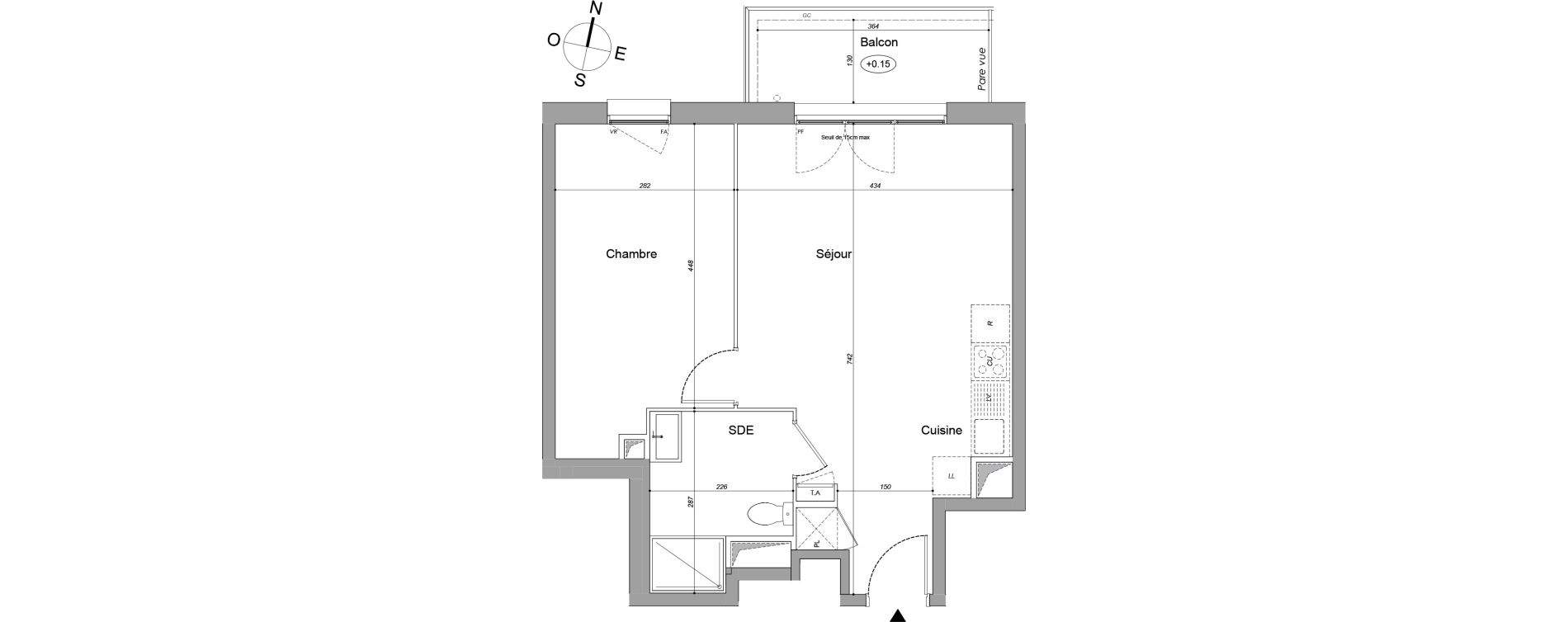 Appartement T2 de 45,46 m2 &agrave; Drancy Les oiseaux