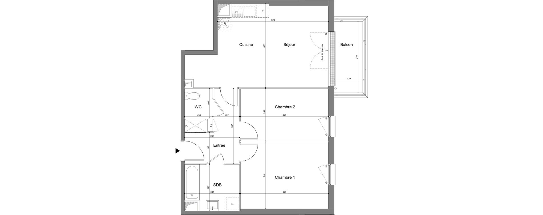 Appartement T3 de 61,00 m2 &agrave; Drancy Les oiseaux