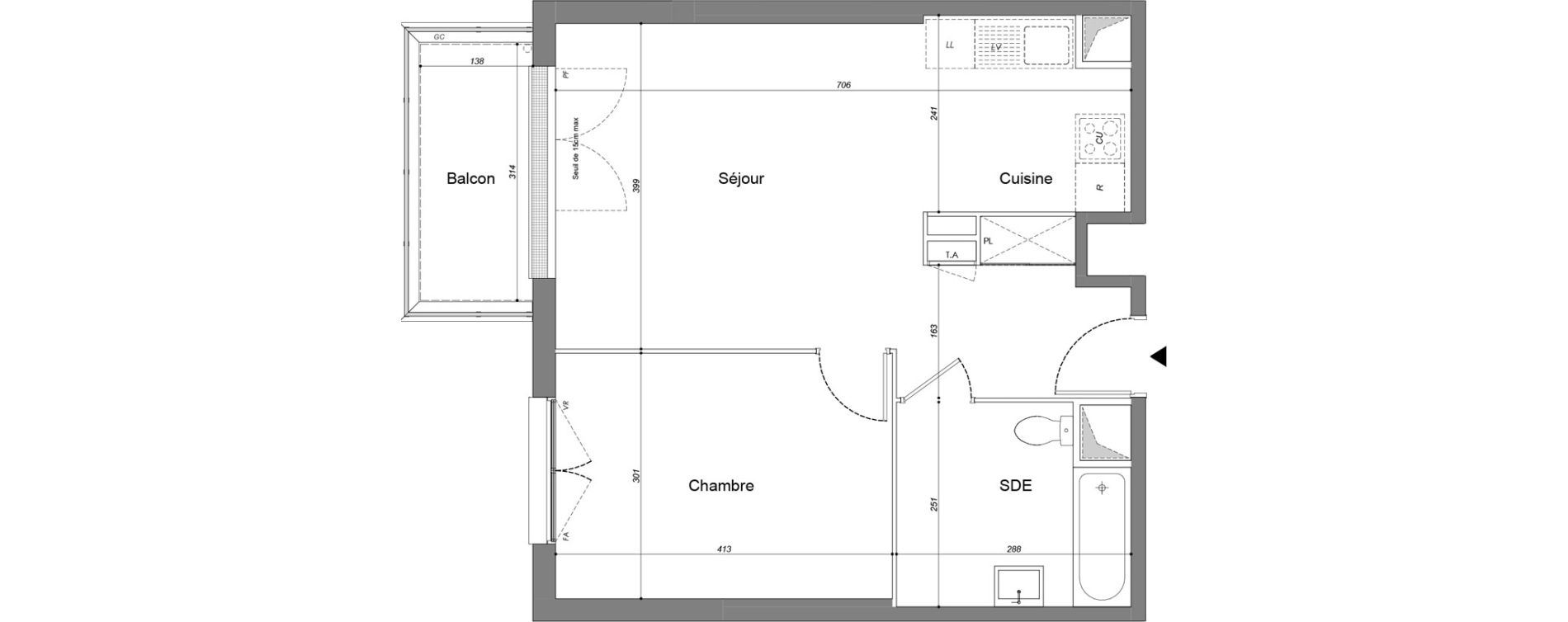 Appartement T2 de 47,65 m2 &agrave; Drancy Les oiseaux