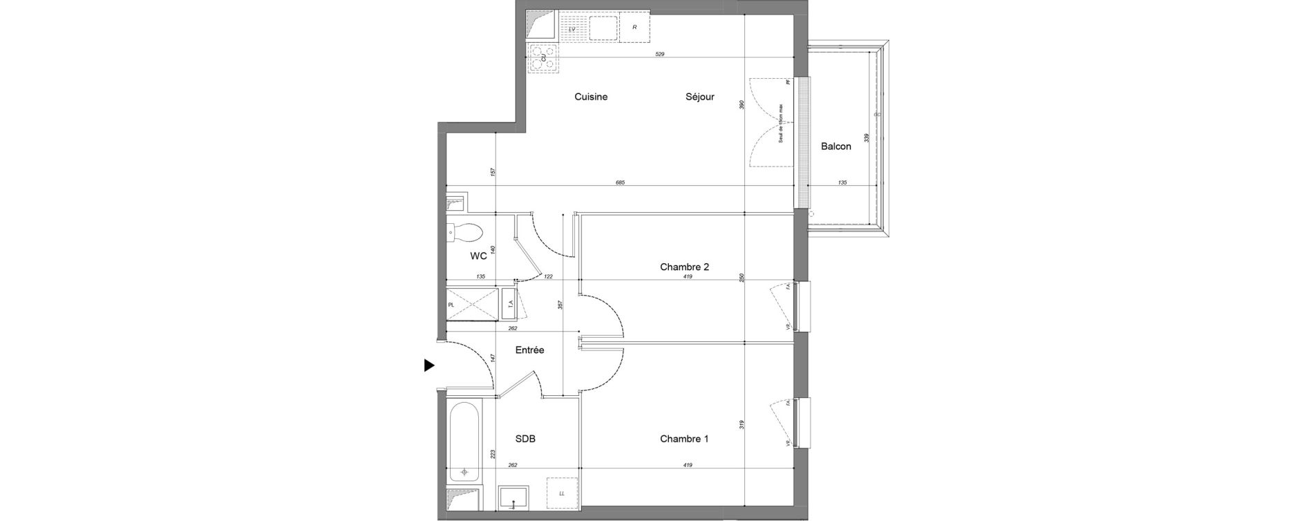 Appartement T3 de 61,00 m2 &agrave; Drancy Les oiseaux