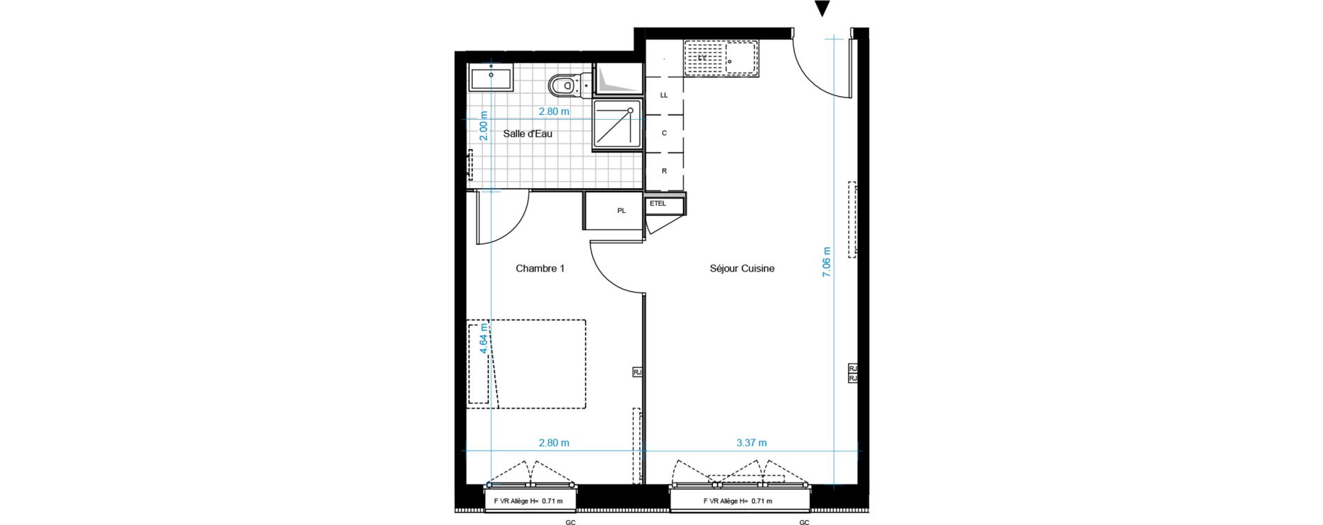 Appartement T2 de 41,61 m2 &agrave; Dugny Centre