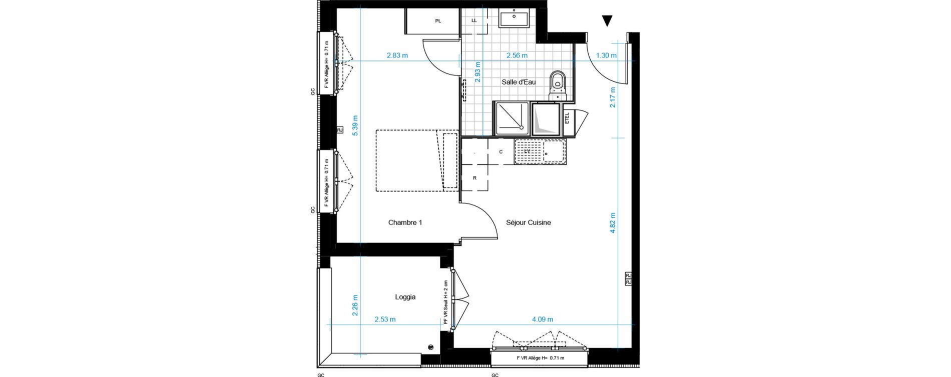 Appartement T2 de 43,20 m2 &agrave; Dugny Centre