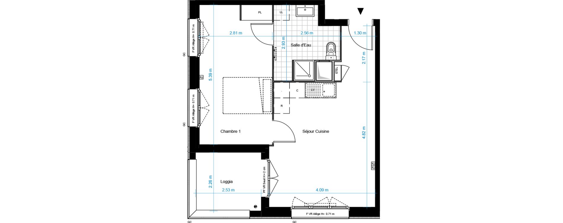 Appartement T2 de 43,20 m2 &agrave; Dugny Centre