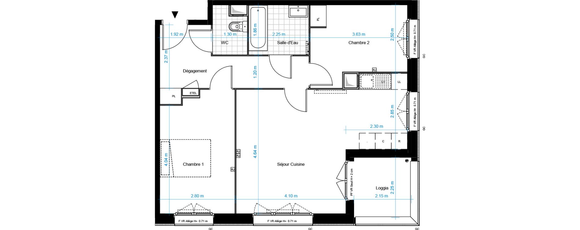 Appartement T3 de 63,06 m2 &agrave; Dugny Centre