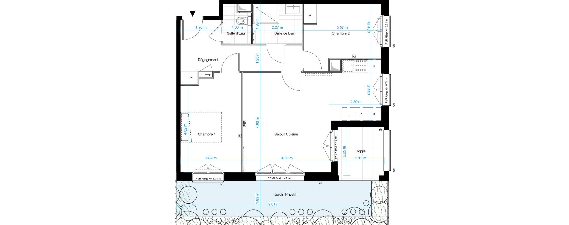 Appartement T3 de 62,51 m2 &agrave; Dugny Centre