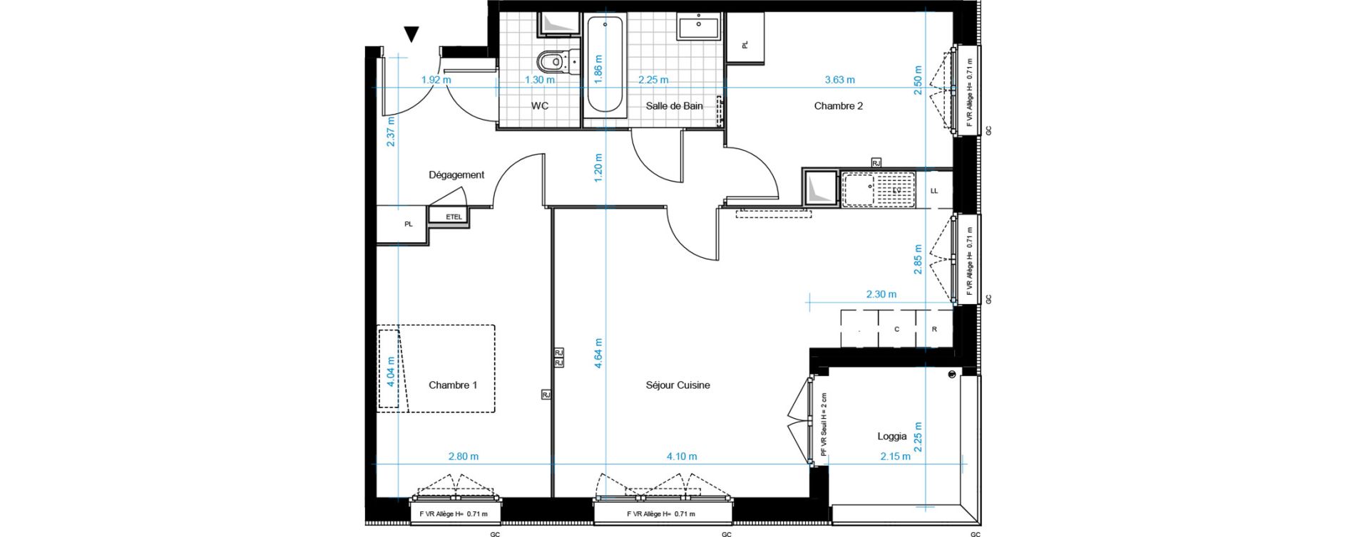 Appartement T3 de 63,06 m2 &agrave; Dugny Centre