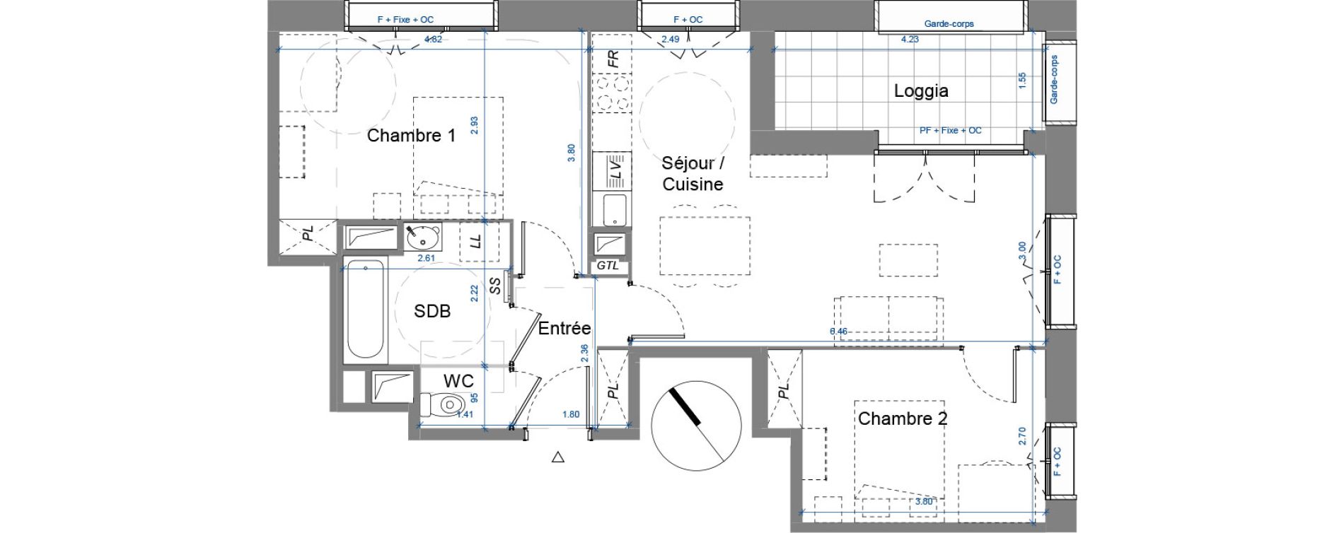 Appartement T3 de 62,28 m2 &agrave; Dugny Centre