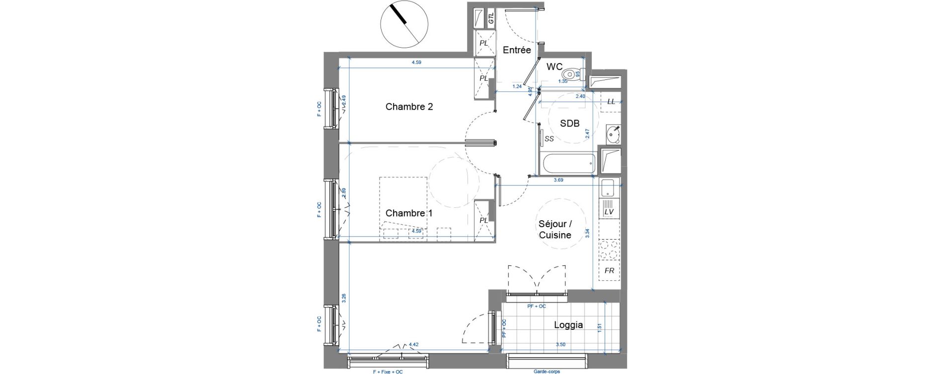 Appartement T3 de 64,96 m2 &agrave; Dugny Centre