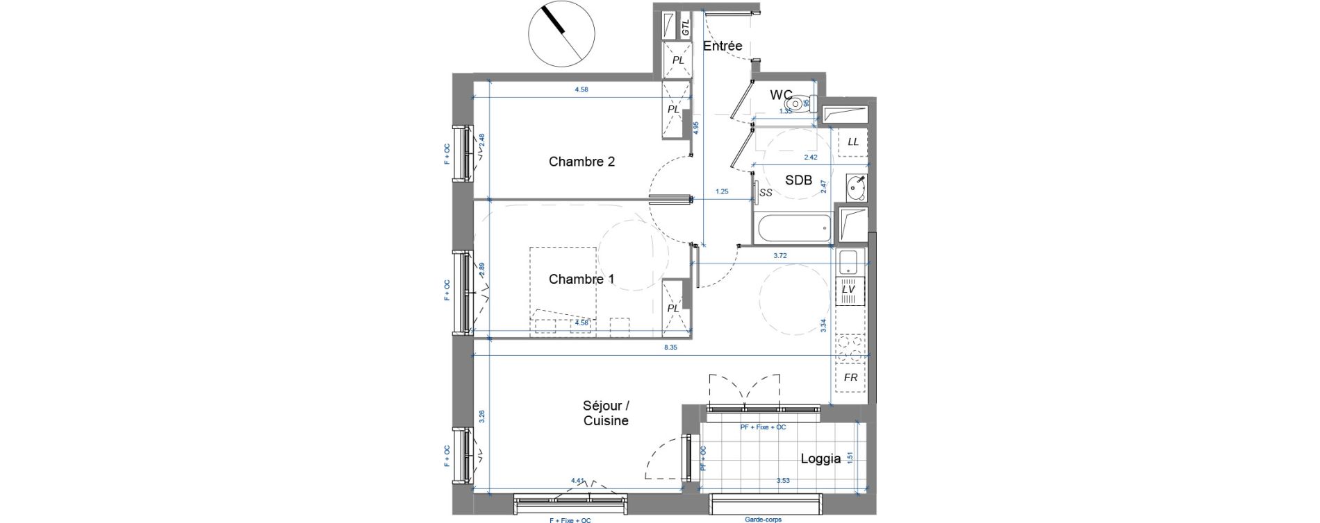 Appartement T3 de 64,97 m2 &agrave; Dugny Centre
