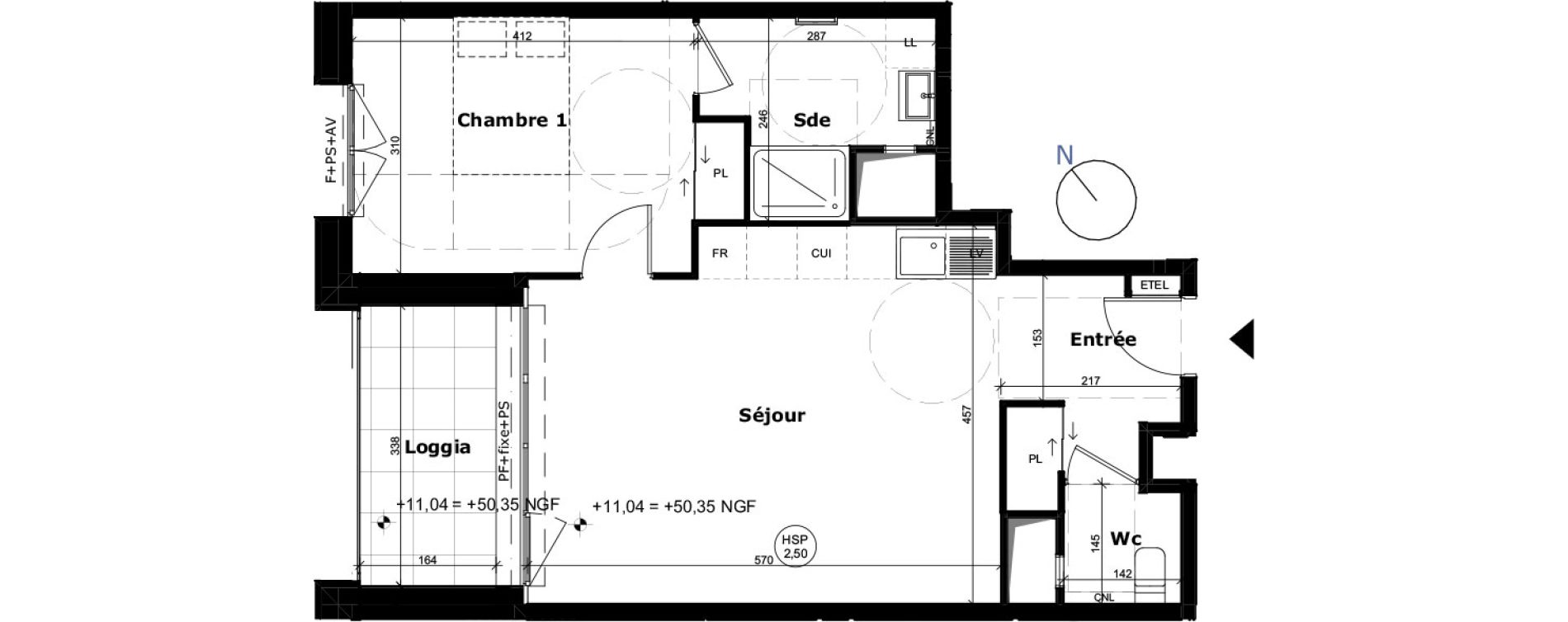 Appartement T2 de 50,52 m2 &agrave; Dugny Centre