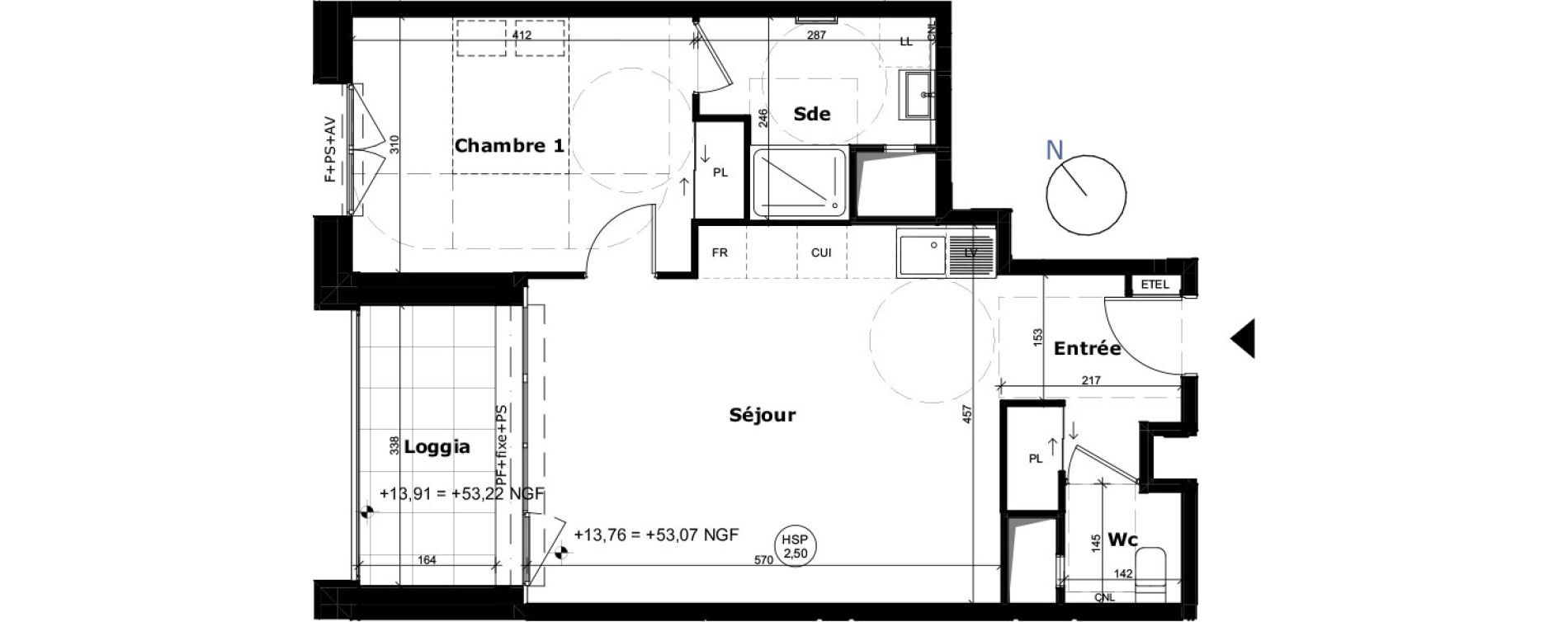 Appartement T2 de 50,51 m2 &agrave; Dugny Centre