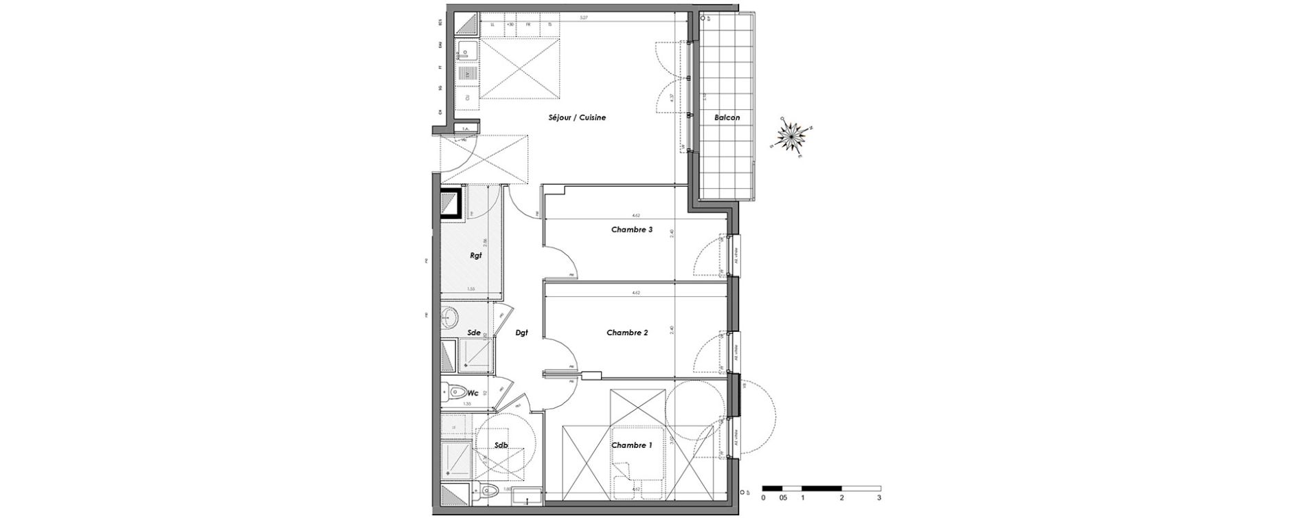 Appartement T4 de 80,12 m2 &agrave; Dugny Centre