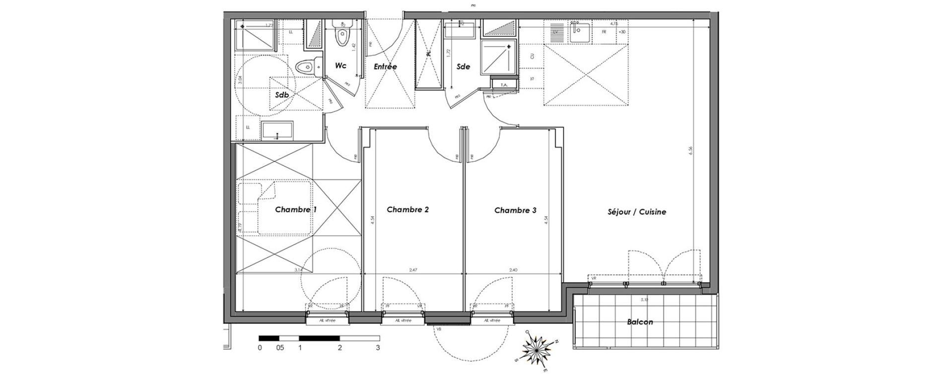 Appartement T4 de 80,73 m2 &agrave; Dugny Centre