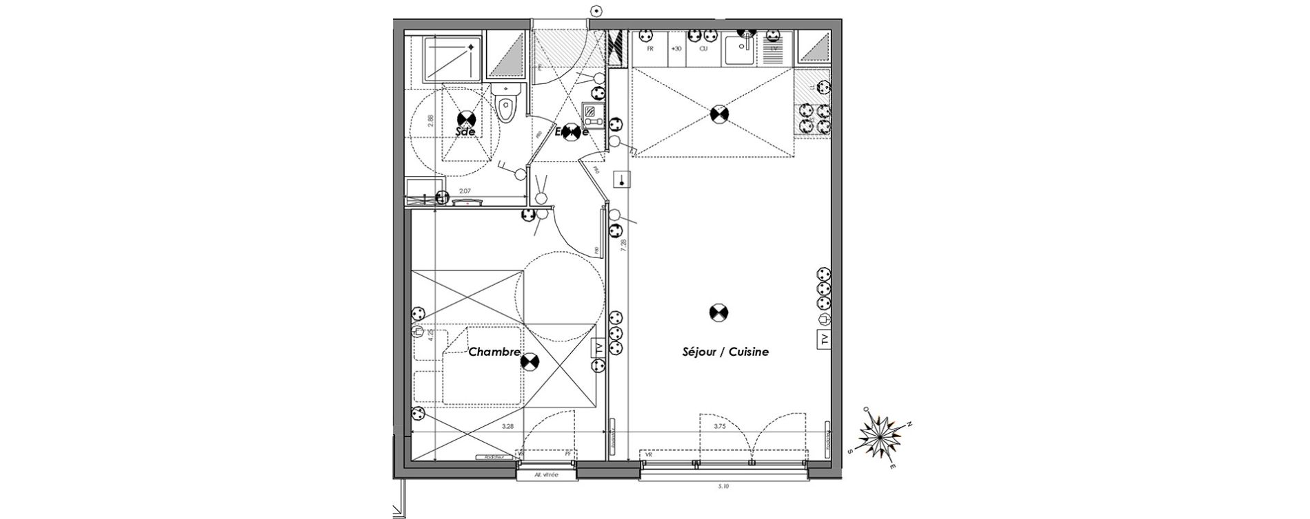 Appartement T2 de 49,82 m2 &agrave; Dugny Centre