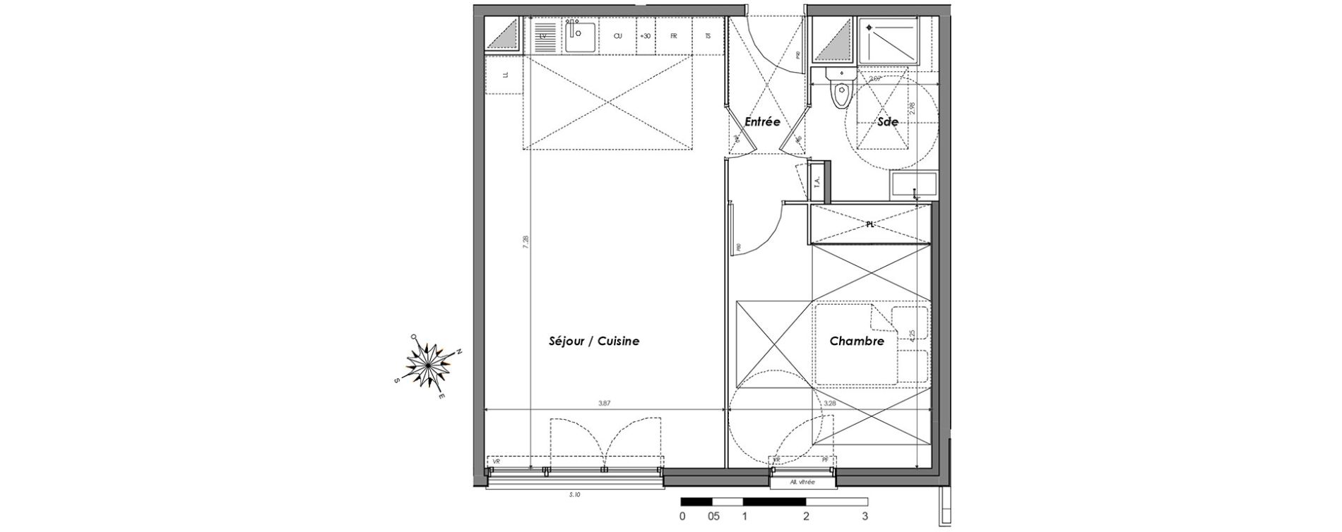 Appartement T2 de 50,85 m2 &agrave; Dugny Centre