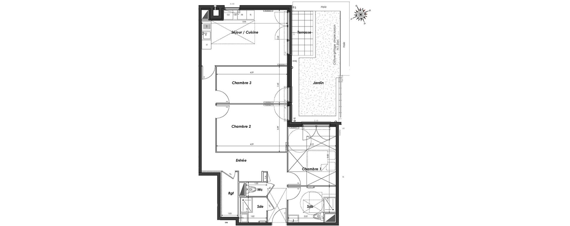 Appartement T4 de 87,43 m2 &agrave; Dugny Centre