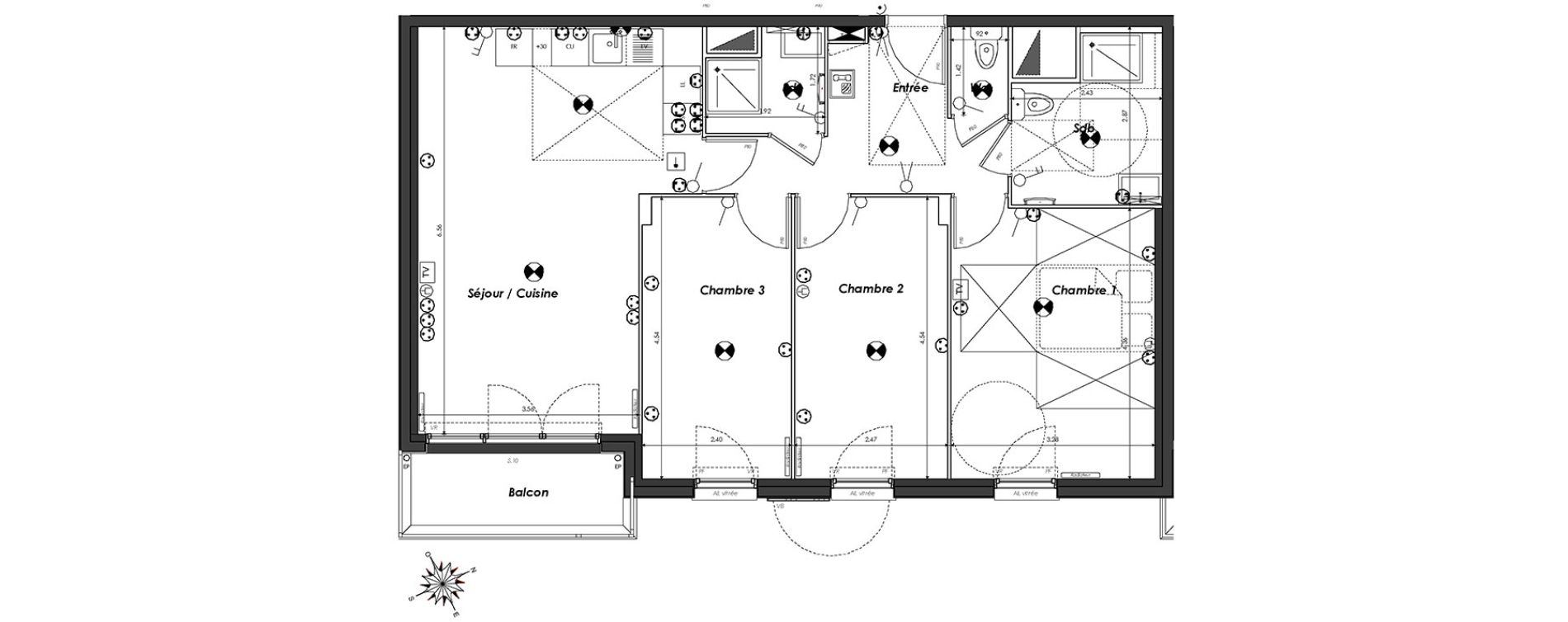 Appartement T4 de 80,55 m2 &agrave; Dugny Centre