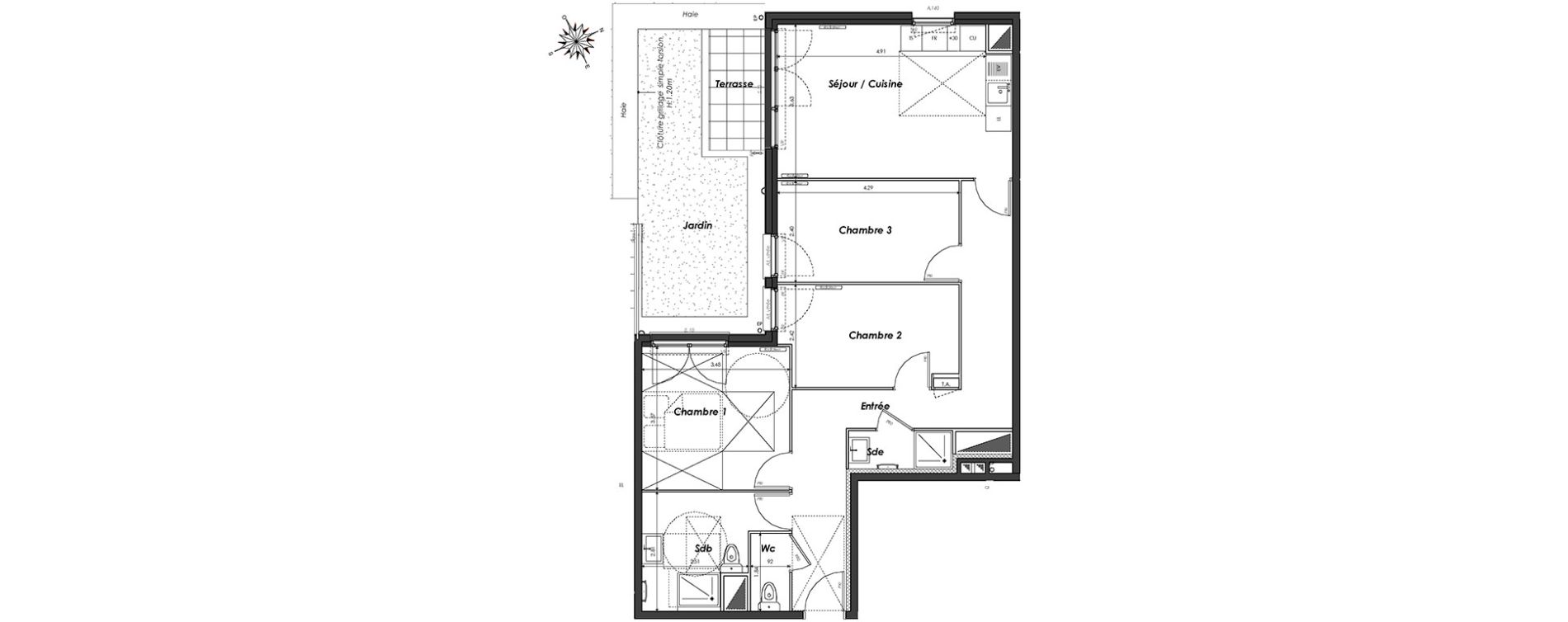 Appartement T4 de 78,99 m2 &agrave; Dugny Centre