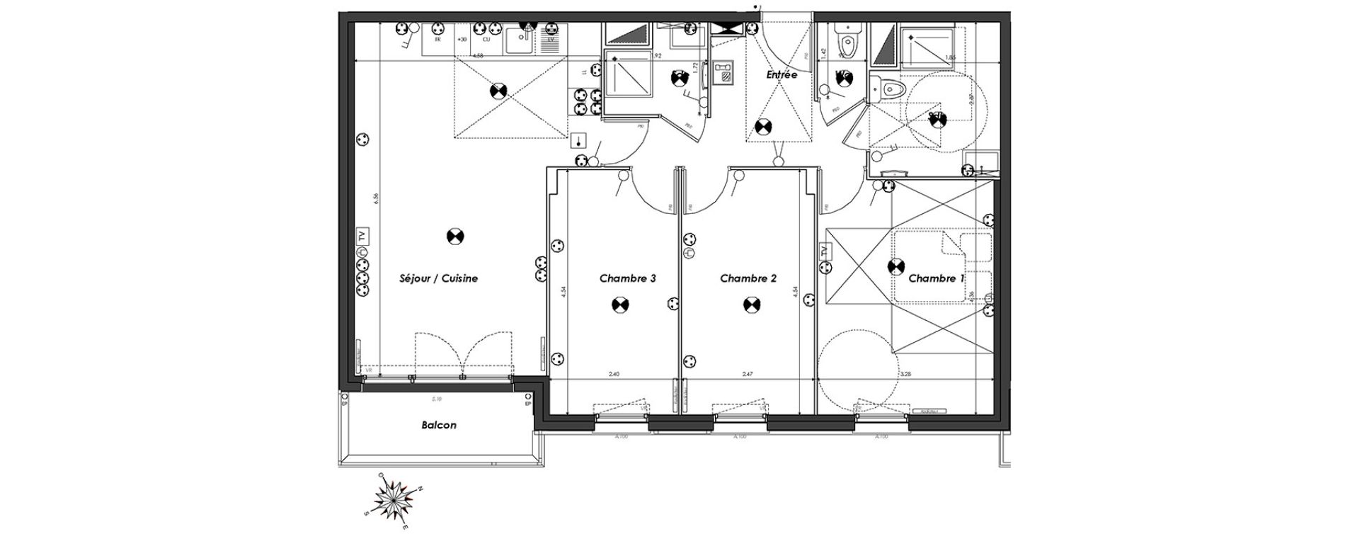 Appartement T4 de 81,06 m2 &agrave; Dugny Centre