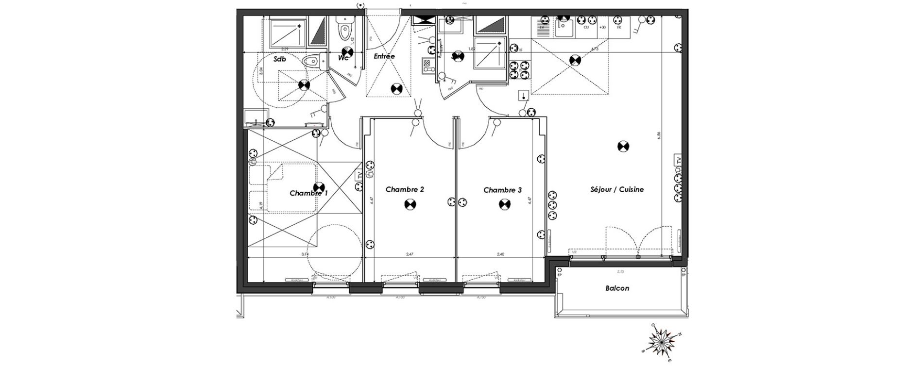 Appartement T4 de 80,80 m2 &agrave; Dugny Centre