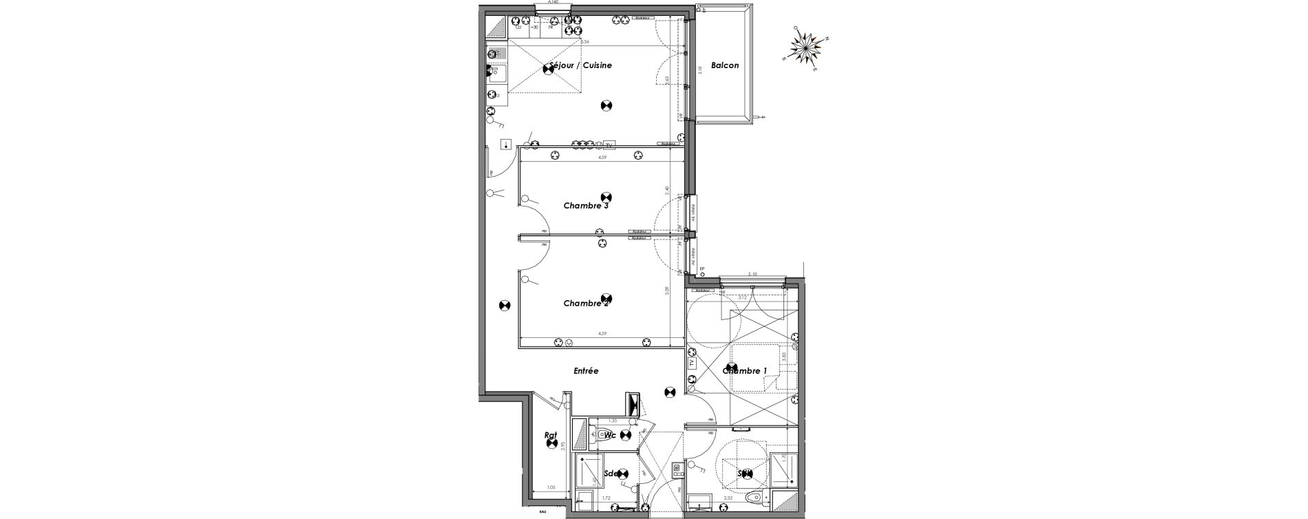 Appartement T4 de 87,98 m2 &agrave; Dugny Centre