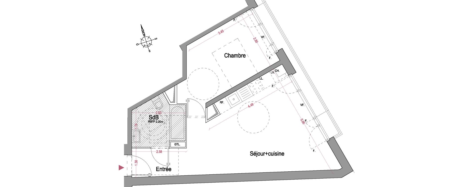 Appartement T2 de 45,40 m2 &agrave; &Eacute;pinay-Sur-Seine Centre