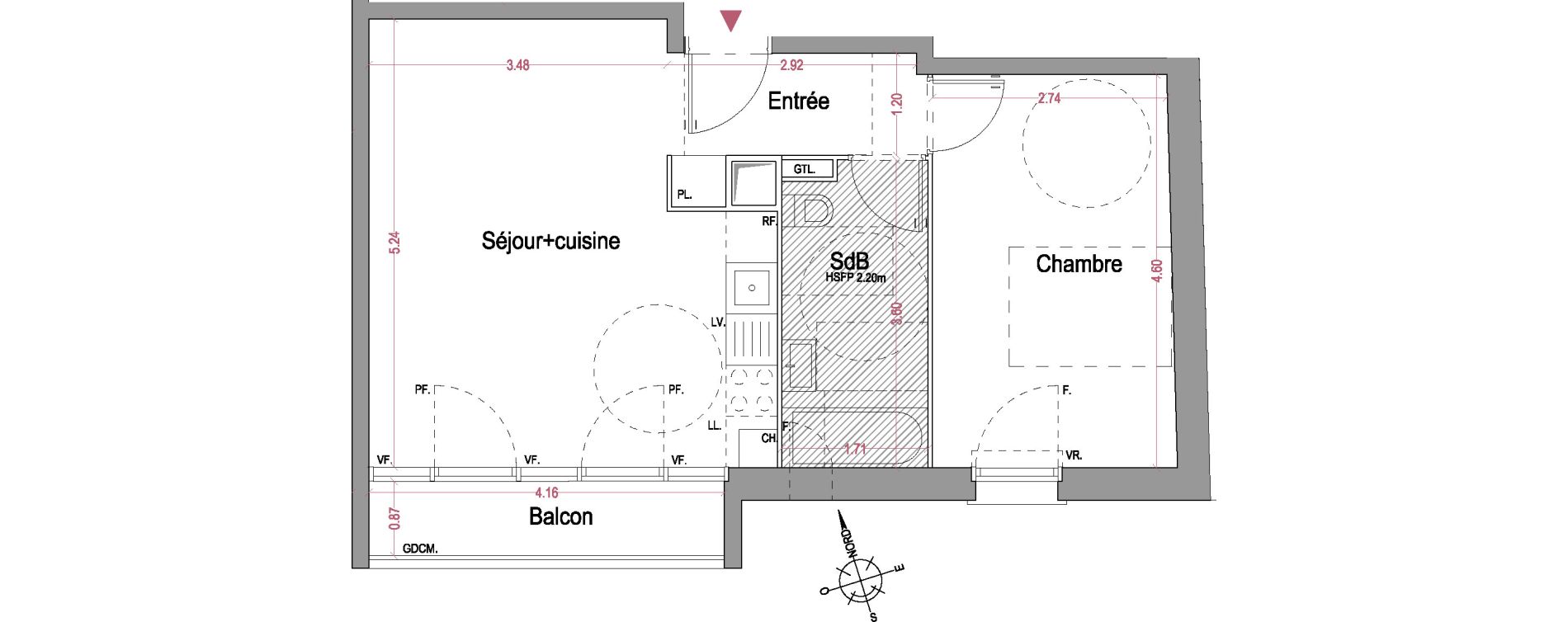 Appartement T2 de 45,10 m2 &agrave; &Eacute;pinay-Sur-Seine Centre